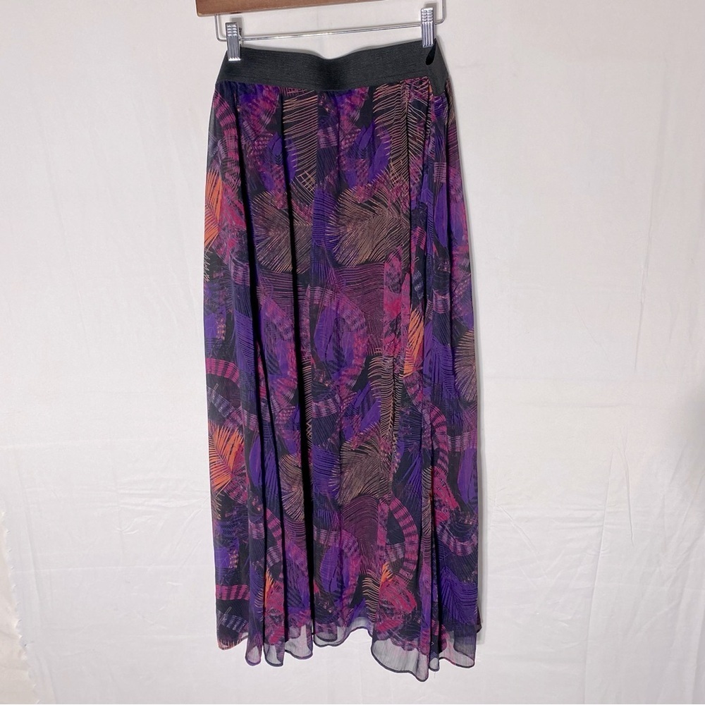 Addition Elle Black Purple Pink Exotic Print Layered Midi Skirt 16 Festival Boho - Picture 2 of 12